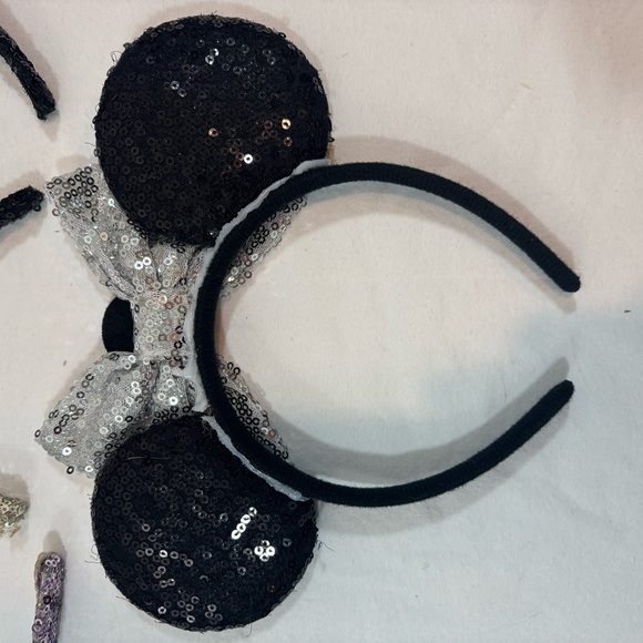Disney Minnie Mouse Headband Ears With Bow Multicolor & Black Sequin Hat Mickey - Picture 6 of 6